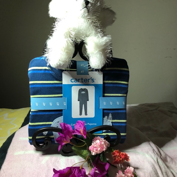 Carter's Other - Carter's Navy and Green Striped Pajama Set